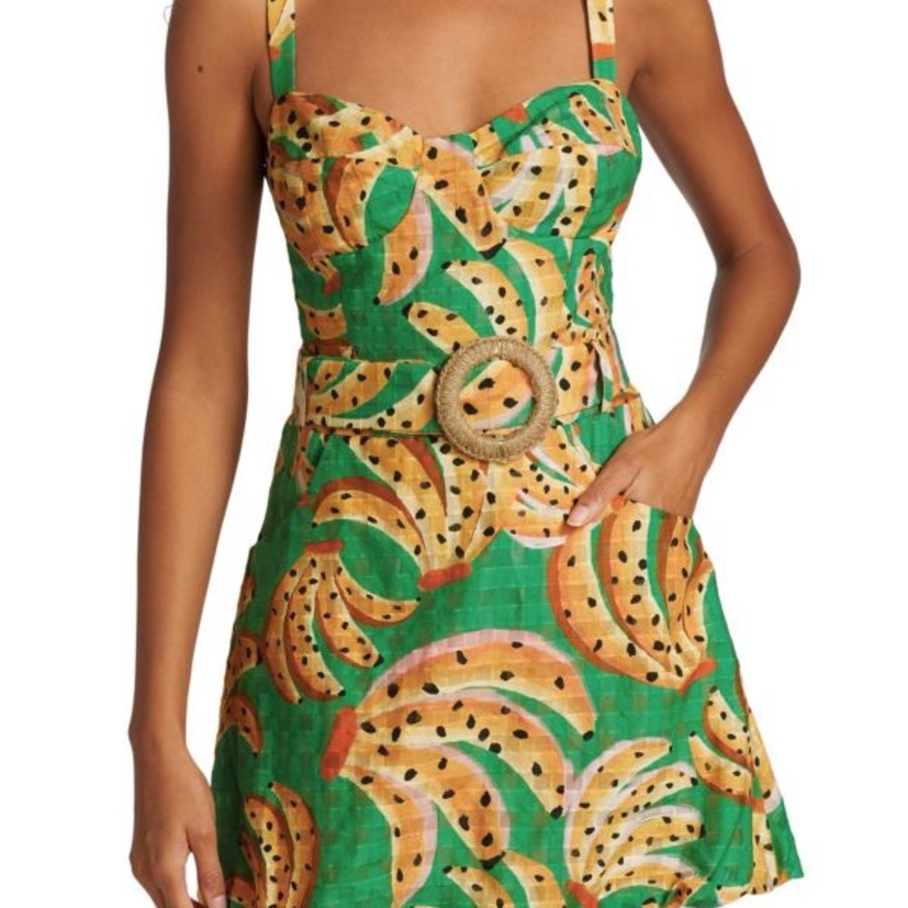 FARM Rio Raining Bananas Mini A-Line Dress xs